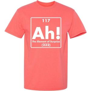 imageAh The Element of Surprise  Mens Graphic TShirts Funny  Cool Graphic Tees Men Vintage  Novelty Sarcastic Funny T ShirtCoral