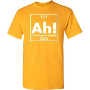 imageAh The Element of Surprise  Mens Graphic TShirts Funny  Cool Graphic Tees Men Vintage  Novelty Sarcastic Funny T ShirtGold