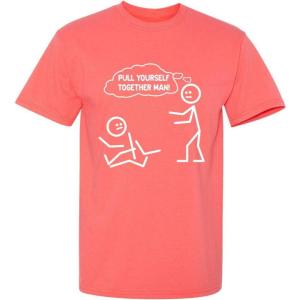 imagePull Yourself Together Man Stick Graphic Tees for Men  Novelty Sarcastic Funny ShirtsCoral