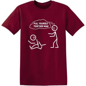 imagePull Yourself Together Man Stick Graphic Tees for Men  Novelty Sarcastic Funny ShirtsGarnet