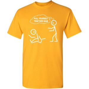 imagePull Yourself Together Man Stick Graphic Tees for Men  Novelty Sarcastic Funny ShirtsGold