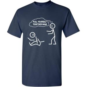imagePull Yourself Together Man Stick Graphic Tees for Men  Novelty Sarcastic Funny ShirtsNavy