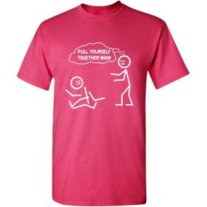 imagePull Yourself Together Man Stick Graphic Tees for Men  Novelty Sarcastic Funny ShirtsPink
