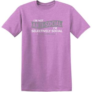 imageIm Not AntiSocial Im Selectively Social Funny Men Tee Shirt  Casual Sarcastic Humor Top  Novelty Sarcastic Funny T ShirtHeather Orchid