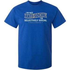 imageIm Not AntiSocial Im Selectively Social Funny Men Tee Shirt  Casual Sarcastic Humor Top  Novelty Sarcastic Funny T ShirtRoyal