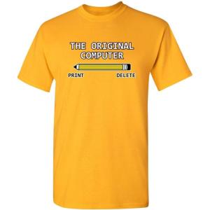 imageThe Original Computer Vintage Retro Sarcastic Mens Tees  Novelty Funny Graphics TShirts  Casual Graphics Funny T ShirtGold