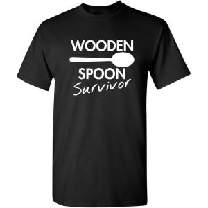 imageWooden Spoon Survivor Funny Humor Tee  Mens TShirts Casual Style  Bold Mens Graphic Novelty Sarcastic TShirtsBlack