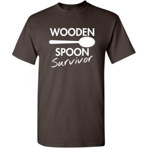 imageWooden Spoon Survivor Funny Humor Tee  Mens TShirts Casual Style  Bold Mens Graphic Novelty Sarcastic TShirtsBrown
