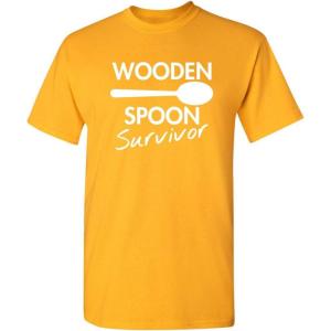 imageWooden Spoon Survivor Funny Humor Tee  Mens TShirts Casual Style  Bold Mens Graphic Novelty Sarcastic TShirtsGold