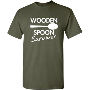 imageWooden Spoon Survivor Funny Humor Tee  Mens TShirts Casual Style  Bold Mens Graphic Novelty Sarcastic TShirtsMilitary