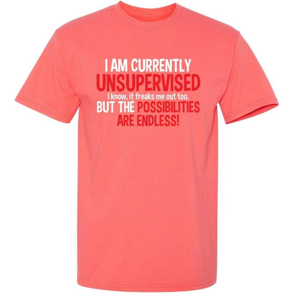 imageIm Currently Unsupervised Novelty Graphic Sarcastic Humorous Mens Funny T ShirtCoral