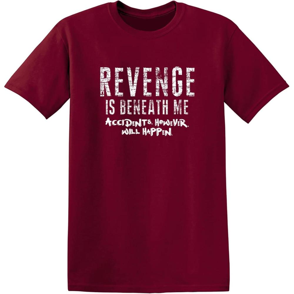imageRevenge is Beneath Me Mens Graphics Novelty TShirts  Casual Funny Sarcastic Tees for MenGarnet
