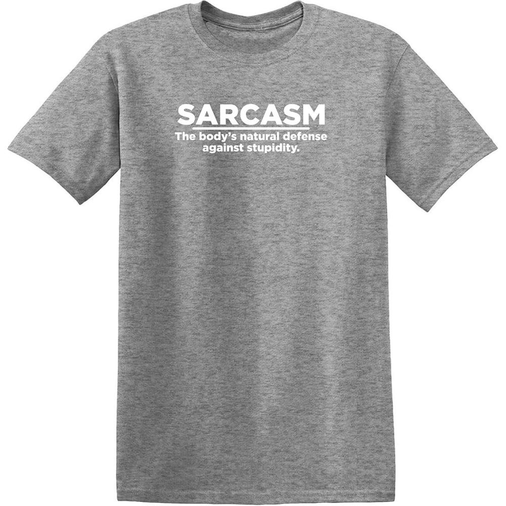 imageSarcasm Bodys Natural Defense Against Stupidity Life Goals Tee  Funny Graphic T Shirt  Funny Mens T ShirtHeather Grey