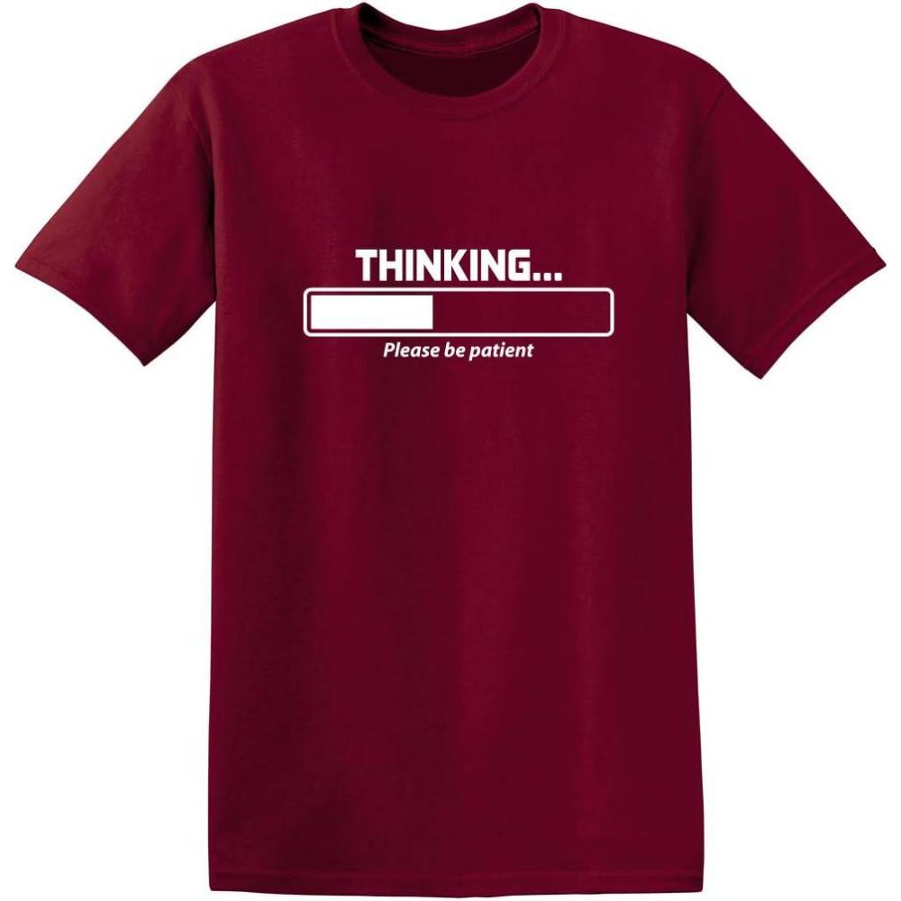 imageThinking Please Be Patient Novelty T Shirts with Humor  Mens Graphic TShirts  Cool Funny Shirts for Men Printed USAGarnet