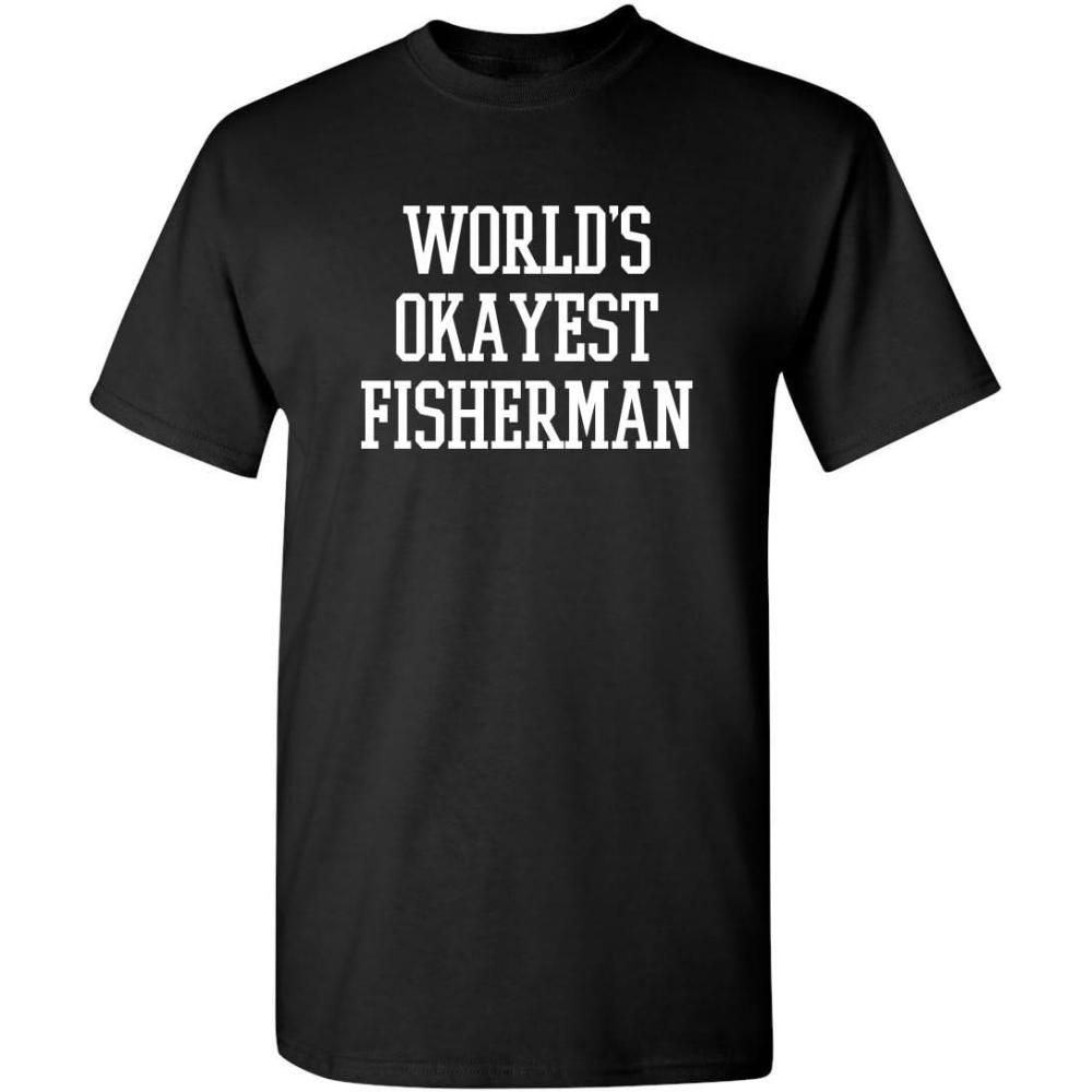 imageWorlds Okayest Fisherman Fishing Boating Gift Sports Recreation Funny T ShirtBlack