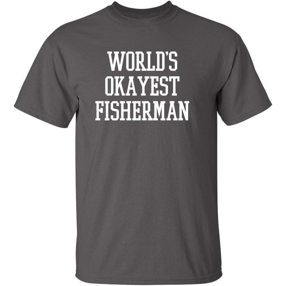 imageWorlds Okayest Fisherman Fishing Boating Gift Sports Recreation Funny T ShirtCharcoal