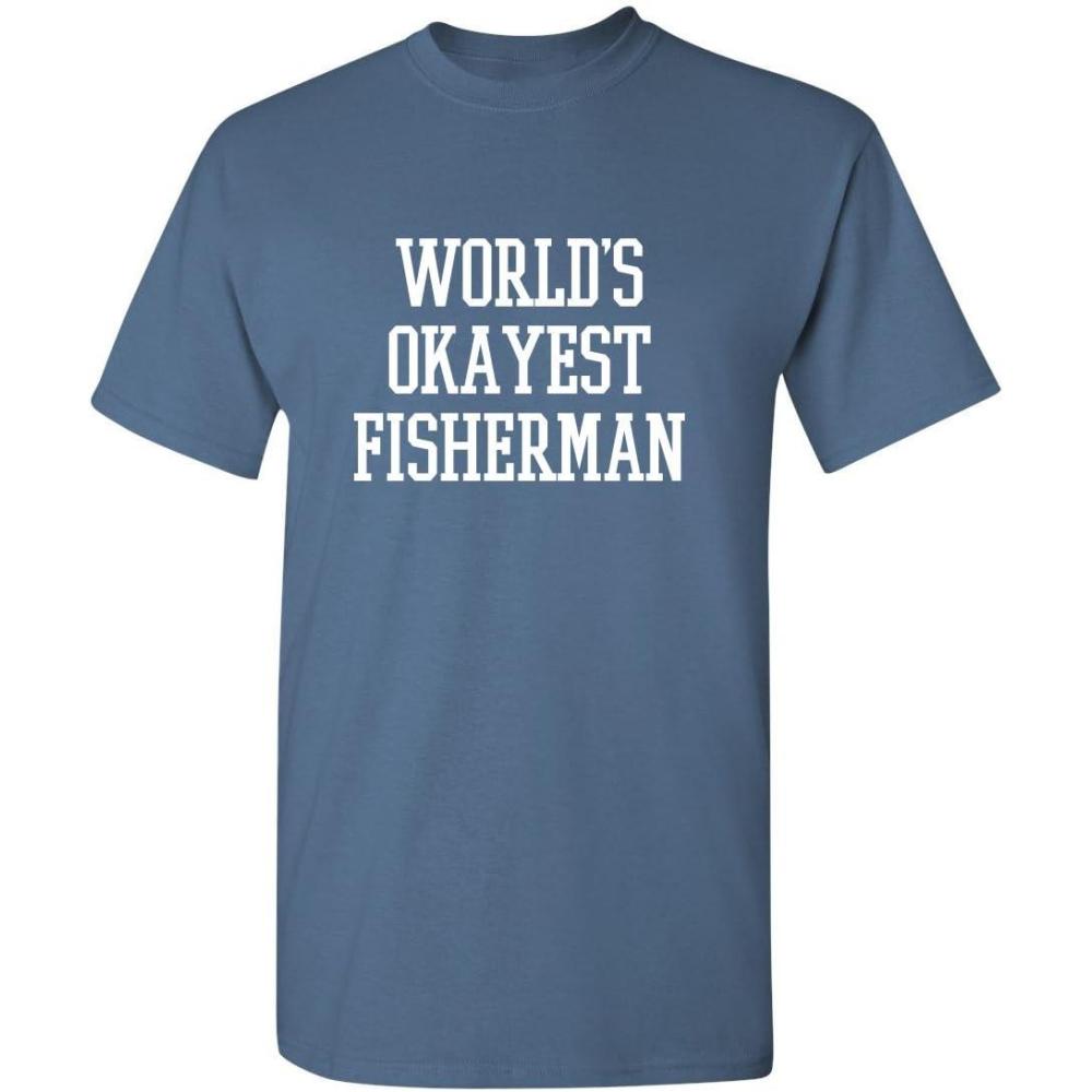 imageWorlds Okayest Fisherman Fishing Boating Gift Sports Recreation Funny T ShirtDusk