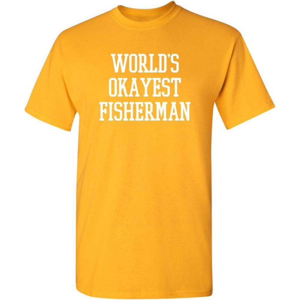 imageWorlds Okayest Fisherman Fishing Boating Gift Sports Recreation Funny T ShirtGold