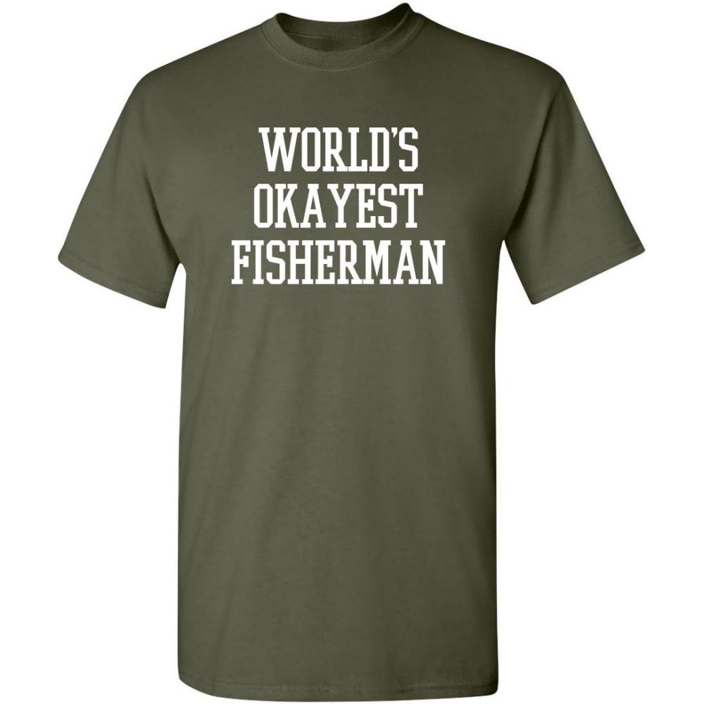 imageWorlds Okayest Fisherman Fishing Boating Gift Sports Recreation Funny T ShirtMilitary