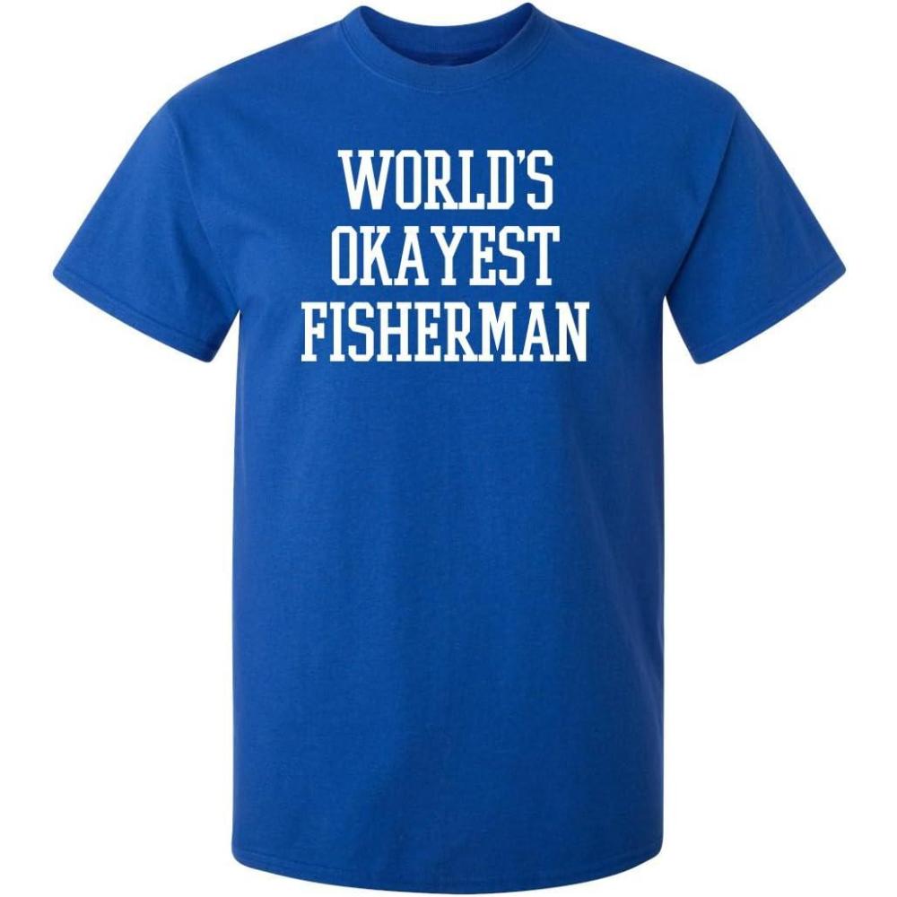 imageWorlds Okayest Fisherman Fishing Boating Gift Sports Recreation Funny T ShirtRoyal