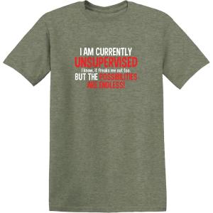 imageIm Currently Unsupervised Novelty Graphic Sarcastic Humorous Mens Funny T ShirtHeather Military