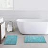 imageAnne Klein 2 Piece 100 Cotton Reverie Solid Bath Rug Set 17quot x 24quotampamp 20quot x 30quot Aqua