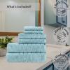 imageAnne Klein 6Piece Reverie Towel Set 2 Bath Towels 2 Hand Towels 2 Wash Cloths 100 Cotton Light GreyAqua