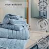 imageAnne Klein 6Piece Reverie Towel Set 2 Bath Towels 2 Hand Towels 2 Wash Cloths 100 Cotton Light GreyChambray Blue