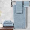 imageAnne Klein 6Piece Reverie Towel Set 2 Bath Towels 2 Hand Towels 2 Wash Cloths 100 Cotton Light GreyChambray Blue
