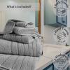 imageAnne Klein 6Piece Reverie Towel Set 2 Bath Towels 2 Hand Towels 2 Wash Cloths 100 Cotton Light GreyLight Grey