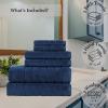 imageAnne Klein 6Piece Reverie Towel Set 2 Bath Towels 2 Hand Towels 2 Wash Cloths 100 Cotton Light GreyNavy