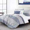 imageAnne Klein Isola Striped Comforter Set with Decorative Pillows FullQueen BlueFullQueen