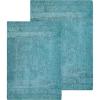 imageAnne Klein 2 Piece 100 Cotton Reverie Solid Bath Rug Set 17quot x 24quotampamp 20quot x 30quot Aqua