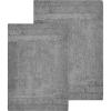 imageAnne Klein 2 Piece 100 Cotton Reverie Solid Bath Rug Set 17quot x 24quotampamp 20quot x 30quot Grey