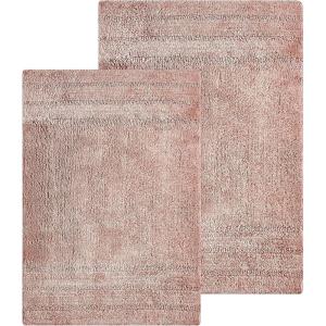 imageAnne Klein 2 Piece 100 Cotton Reverie Solid Bath Rug Set 17quot x 24quotampamp 20quot x 30quot Blush