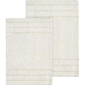imageAnne Klein 2 Piece 100 Cotton Reverie Solid Bath Rug Set 17quot x 24quotampamp 20quot x 30quot White