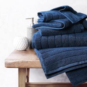 imageAnne Klein 6Piece Reverie Towel Set 2 Bath Towels 2 Hand Towels 2 Wash Cloths 100 Cotton Light GreyNavy