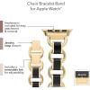 imageAnne Klein Fashion Chain Bracelet for Apple Watch Secure Adjustable Apple Watch Replacement Band Fits Most WristsBlackGoldTone