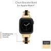 imageAnne Klein Fashion Chain Bracelet for Apple Watch Secure Adjustable Apple Watch Replacement Band Fits Most WristsBlackGoldTone
