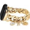 imageAnne Klein Fashion Chain Bracelet for Apple Watch Secure Adjustable Apple Watch Replacement Band Fits Most WristsGold with Charms