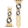 imageAnne Klein Fashion Chain Bracelet for Apple Watch Secure Adjustable Apple Watch Replacement Band Fits Most WristsGoldBlack
