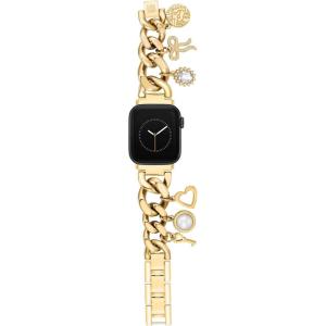 imageAnne Klein Fashion Chain Bracelet for Apple Watch Secure Adjustable Apple Watch Replacement Band Fits Most WristsGold with Charms
