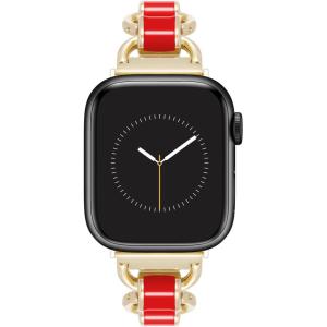 imageAnne Klein Fashion Chain Bracelet for Apple Watch Secure Adjustable Apple Watch Replacement Band Fits Most WristsGoldRed