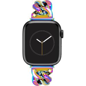 imageAnne Klein Fashion Chain Bracelet for Apple Watch Secure Adjustable Apple Watch Replacement Band Fits Most WristsIridescent Rainbow