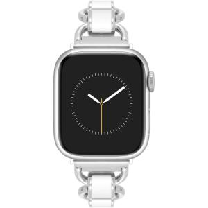 imageAnne Klein Fashion Chain Bracelet for Apple Watch Secure Adjustable Apple Watch Replacement Band Fits Most WristsWhiteSilver