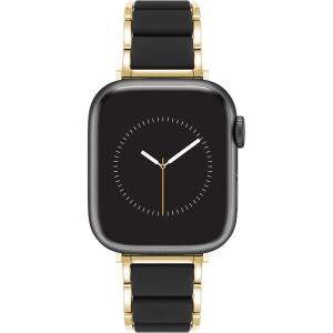 imageAnne Klein Rubberized Fashion Bracelet for Apple Watch Secure Adjustable Apple Watch Replacement Band Fits Most WristsBlackGold