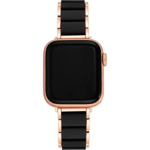 imageAnne Klein Rubberized Fashion Bracelet for Apple Watch Secure Adjustable Apple Watch Replacement Band Fits Most WristsBlackRose Gold