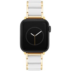 imageAnne Klein Rubberized Fashion Bracelet for Apple Watch Secure Adjustable Apple Watch Replacement Band Fits Most WristsGoldWhite