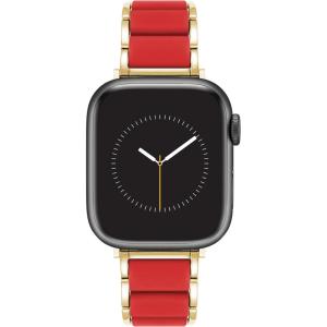 imageAnne Klein Rubberized Fashion Bracelet for Apple Watch Secure Adjustable Apple Watch Replacement Band Fits Most WristsRedGold
