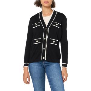 imageAnne Klein Womens Cardigan with Tipped PocketsAnthraciteAmethyst